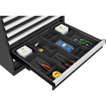 GLOBAL EQUIPMENT Divider Kit for 4"H Drawer of Modular Drawer Cabinet 30"Wx27"D, Black 316081